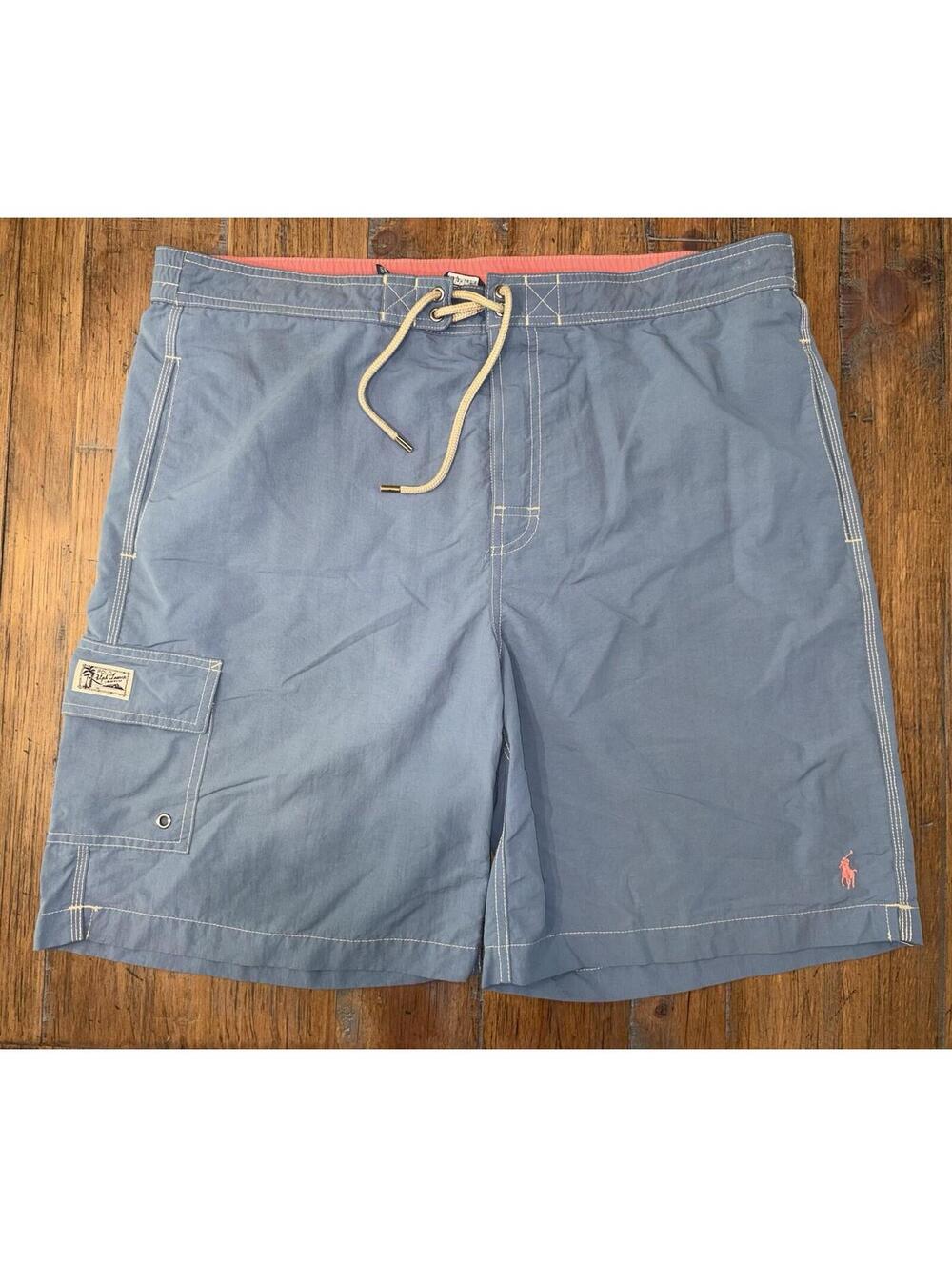 Vintage Polo Ralph Lauren Board Shorts Swim Suit Bathing Trunks Blue Mens Large